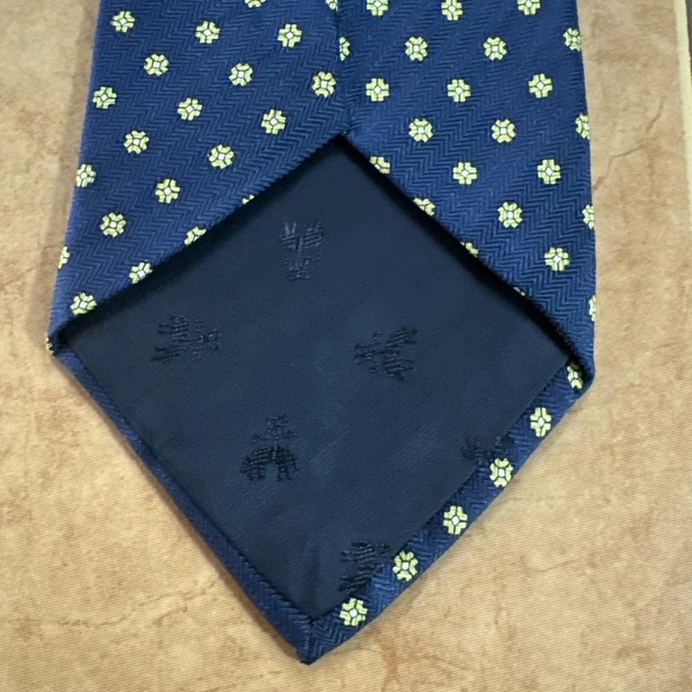 Brooks Basics‎ Tie Mens Blue Navy Geometric Pure Silk Necktie USA Made Brothers
